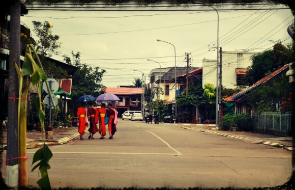 monks in laos